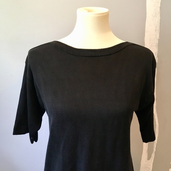 Valerie Stevens SILK Tunic Top Black Small Petite - Picture 2 of 12